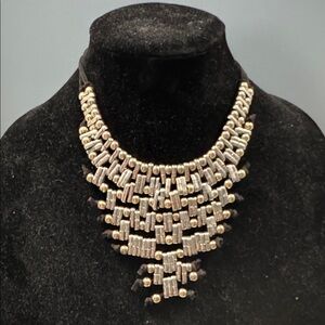Elegant Gold and Silver Statement Necklace